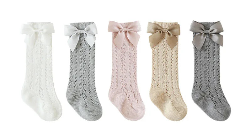 Baby Girls Socks β Spanish Style Bow Cotton Mesh Breathable Socks for Newborns