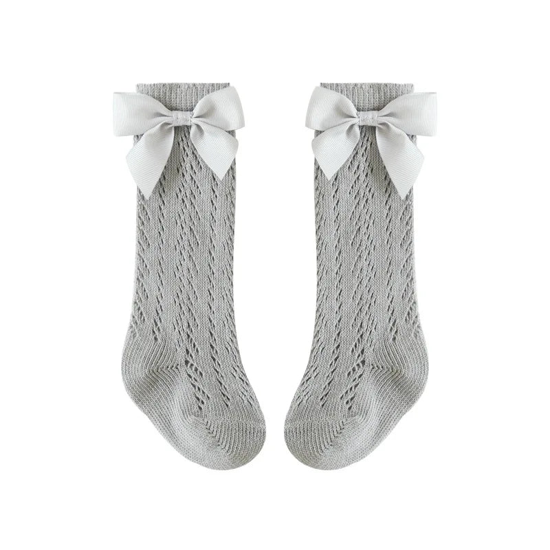 Baby Girls Socks β Spanish Style Bow Cotton Mesh Breathable Socks for Newborns