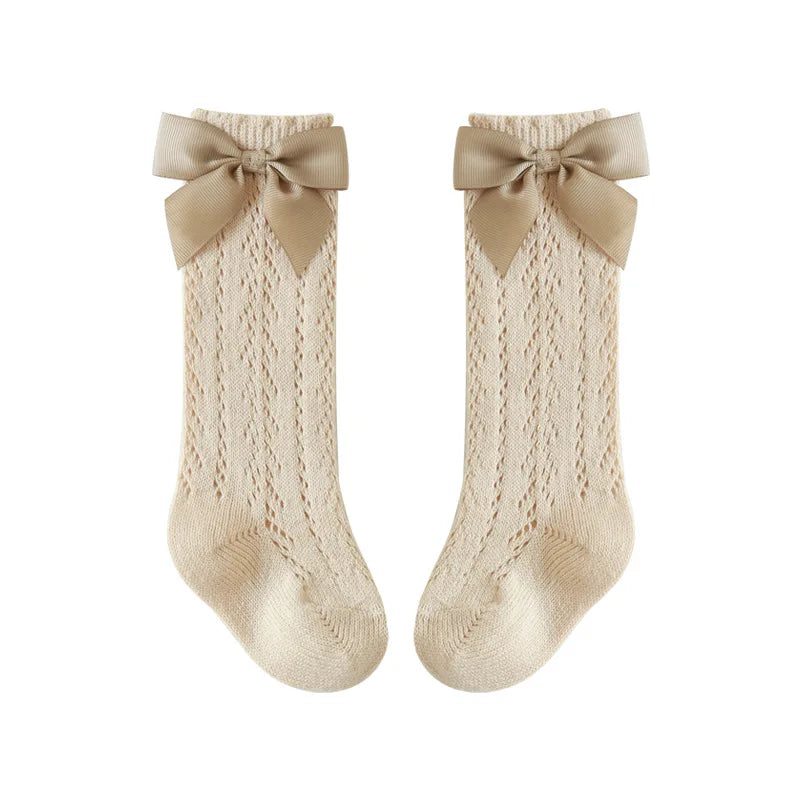 Baby Girls Socks β Spanish Style Bow Cotton Mesh Breathable Socks for Newborns