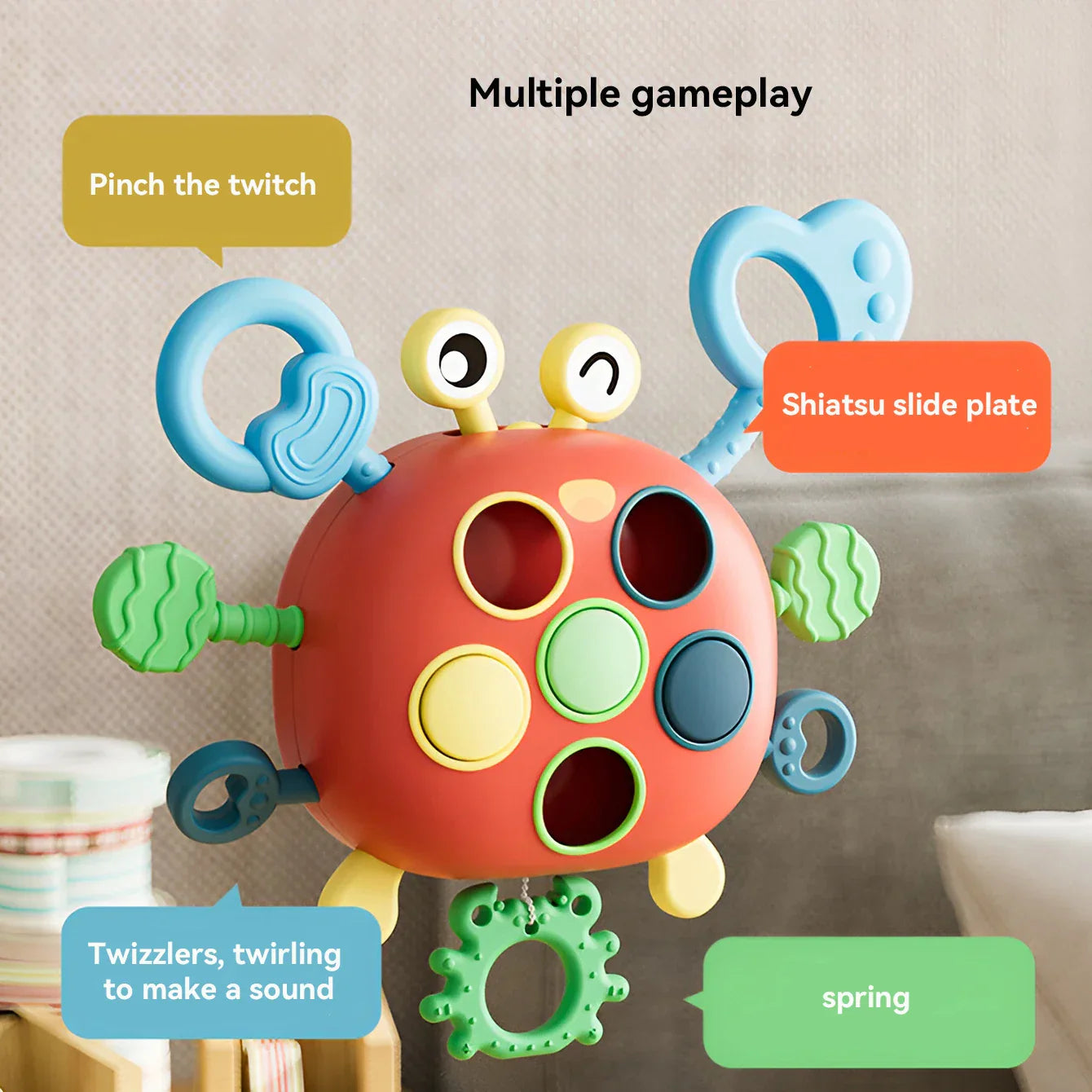 Baby Fun Cartoon Crab Toy β Musical Teether & Early Education Puzzle