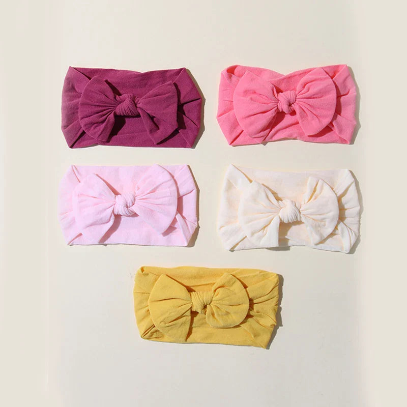 5Pcs Cute Bows Baby Headband Set – Soft Elastic Hair Bands