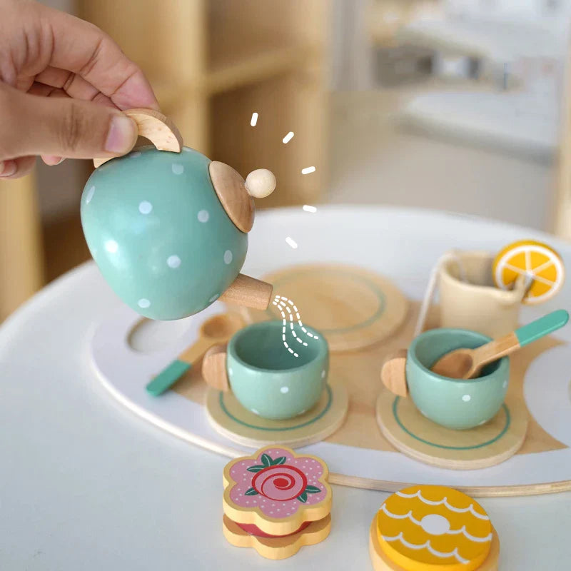 Wooden Tea Set – Pretend Play Food & Role Play Game for Kids