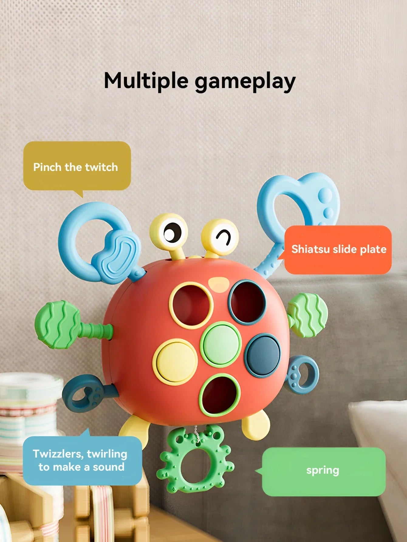Baby Fun Cartoon Crab Toy β Musical Teether & Early Education Puzzle