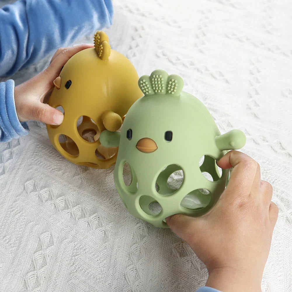 Baby Silicone Chick Teether β Soft Chewing & Training Toy for Infants