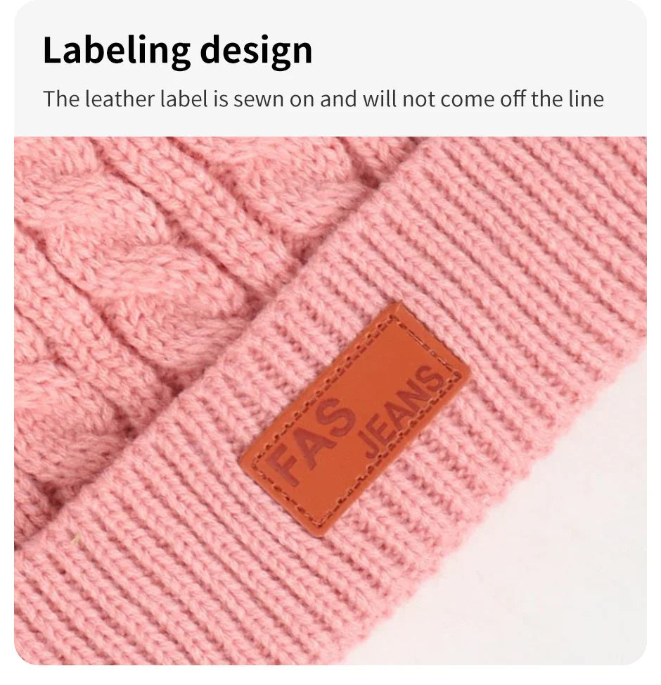 Cute Double Wool Pompom Baby Hat – Cozy Knit Beanie for Winter
