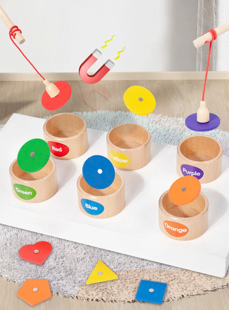 Wooden Magnetic Fishing Game - Color & Shape