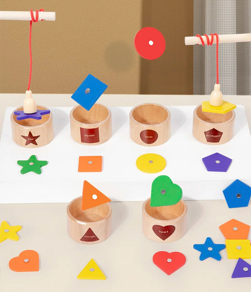 Wooden Magnetic Fishing Game - Color & Shape