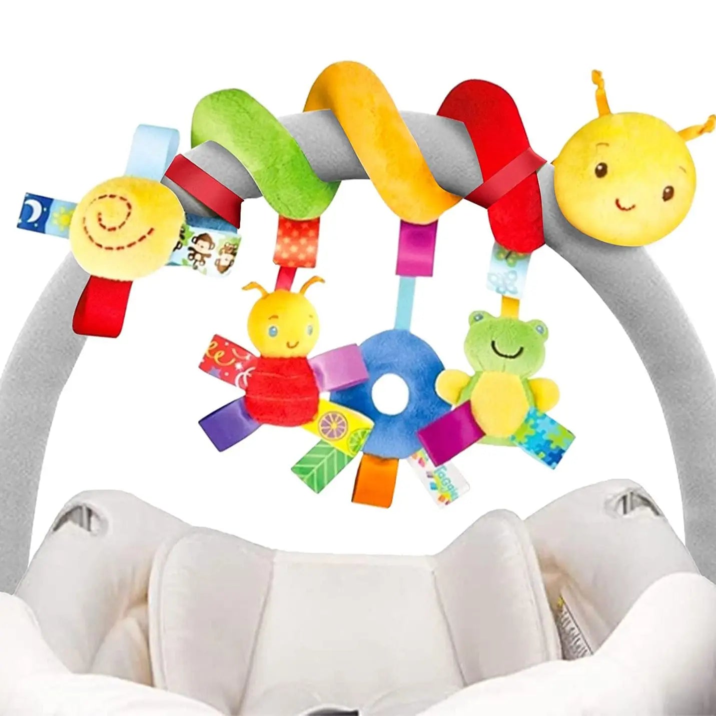 Baby Hanging Toy – Plush Spiral Stroller Activity Toy with Rattles & Squeakers