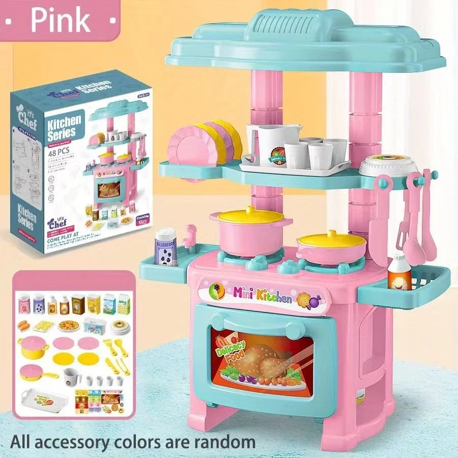 Mini Kitchen Counter Play Set – DIY Simulated Cooking Food Tableware