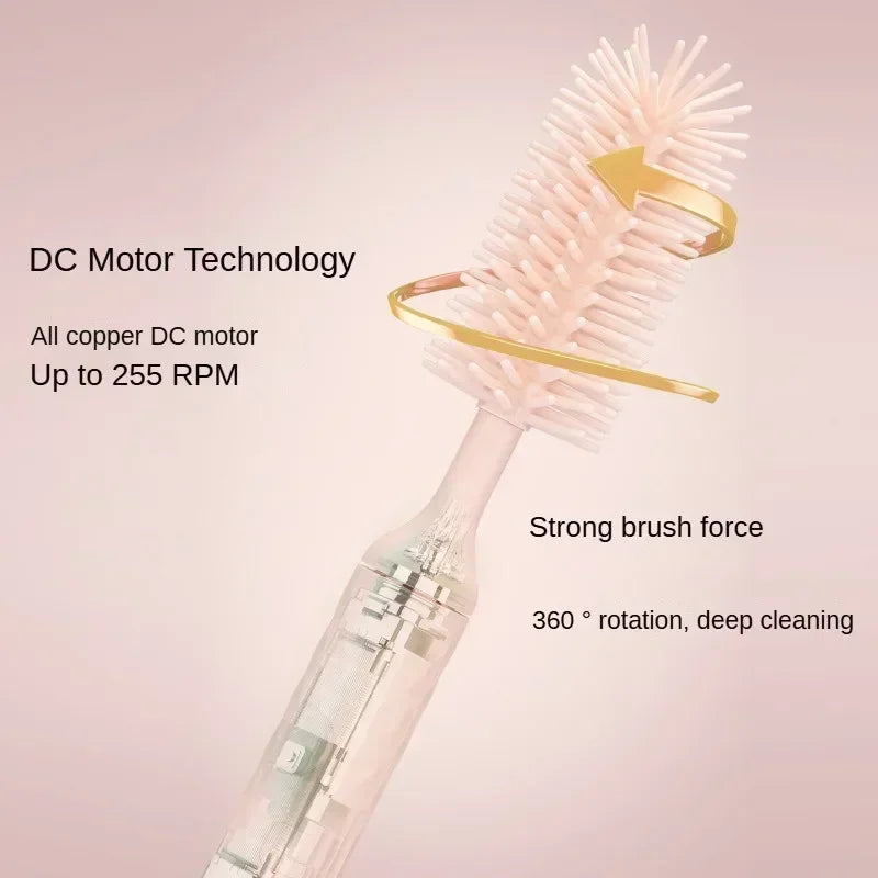 Electric Silicone Baby Bottle Brush with Extensions