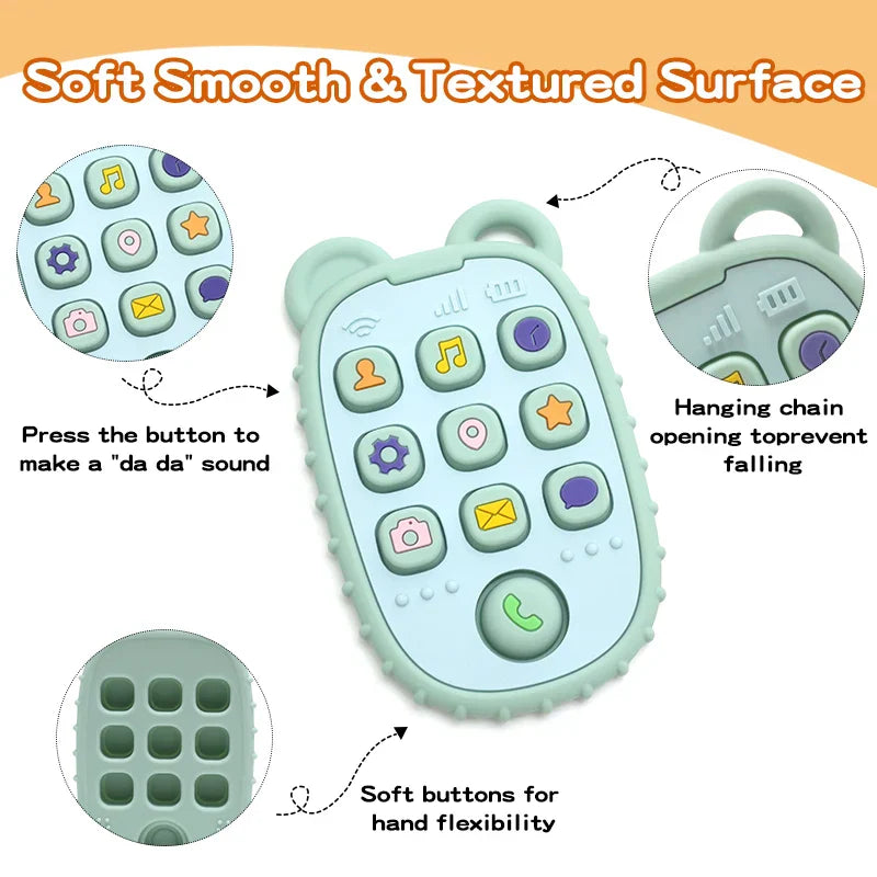 Baby Phone Teether โ Silicone Teething Toy for Babies & Toddlers