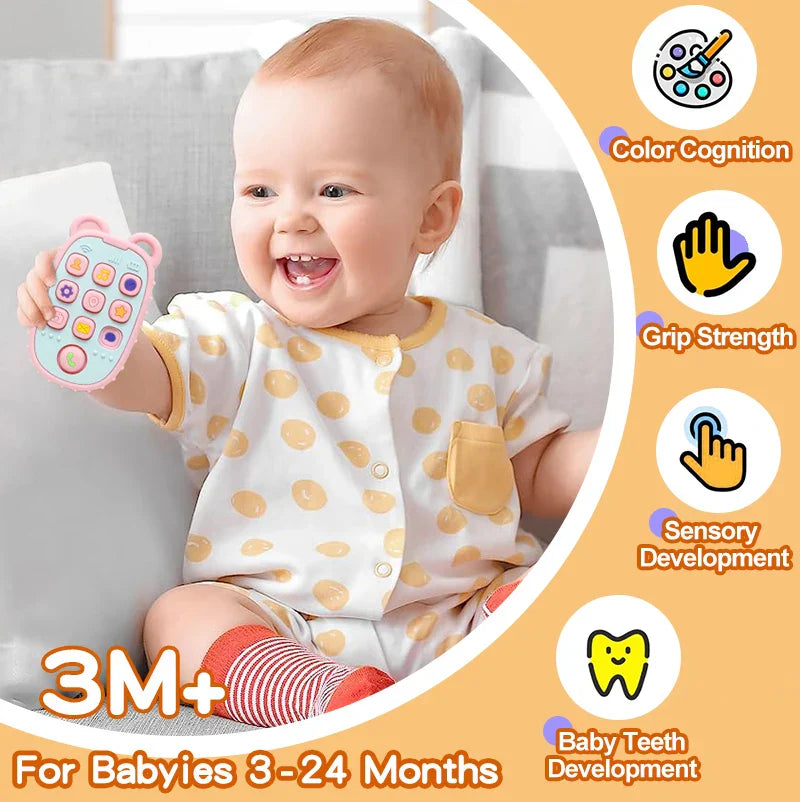 Baby Phone Teether โ Silicone Teething Toy for Babies & Toddlers