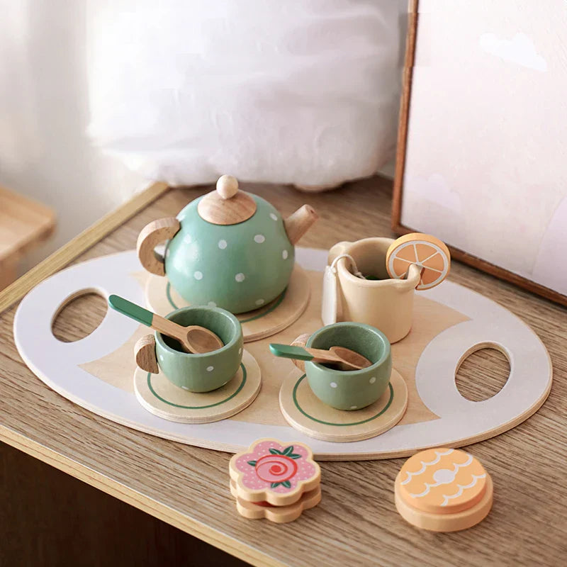 Wooden Tea Set – Pretend Play Food & Role Play Game for Kids