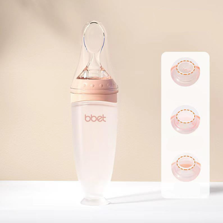 SqueezeFeeder Baby Silicone Feeding Bottle with Spoon