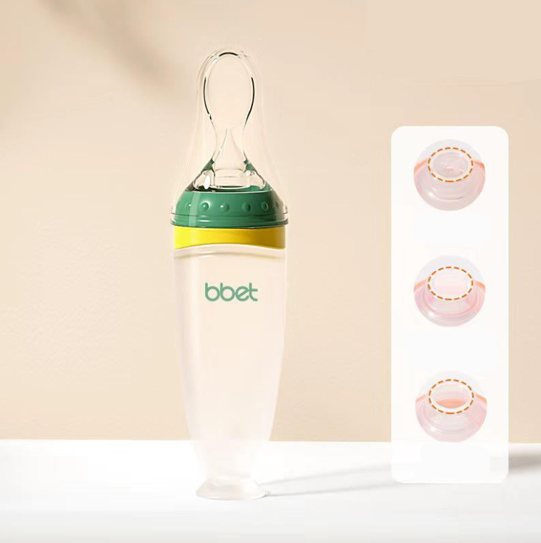 SqueezeFeeder Baby Silicone Feeding Bottle with Spoon