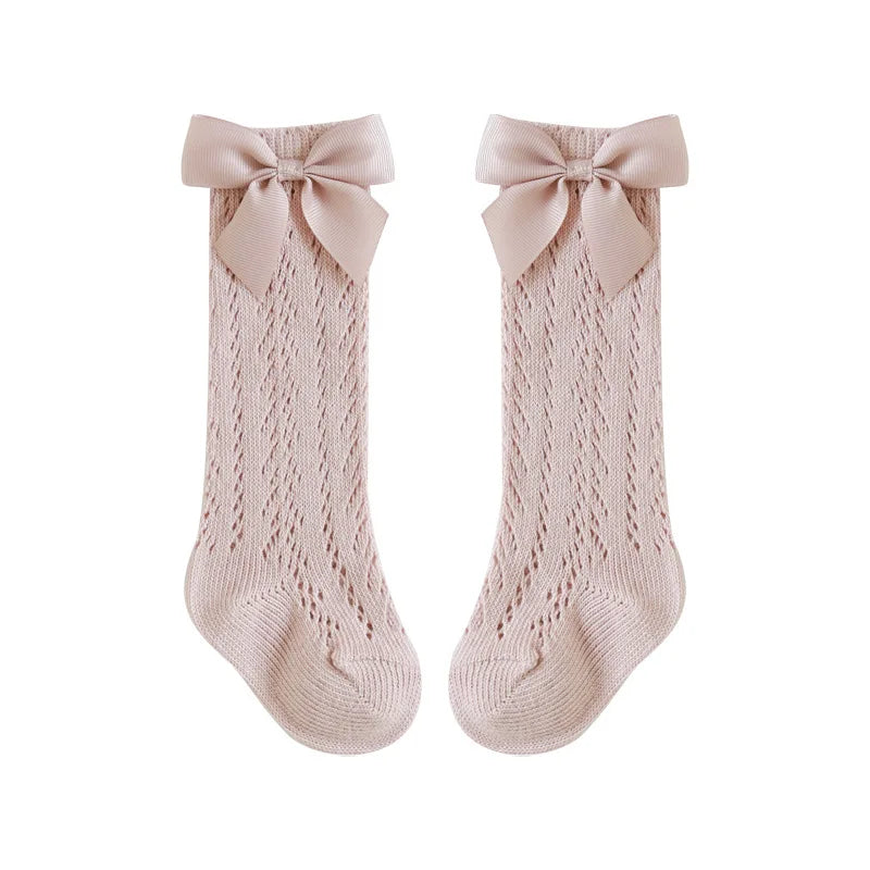 Baby Girls Socks – Spanish Style Bow Cotton Mesh Breathable Socks for Newborns