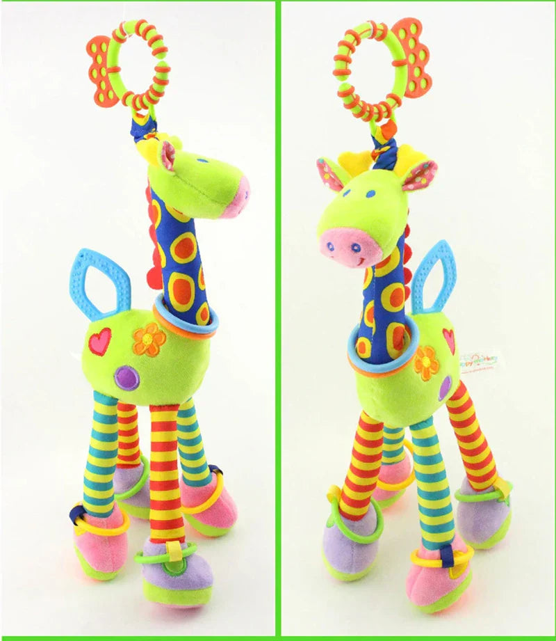 Soft Giraffe Plush Baby Rattle – Handbell Toy with Teether