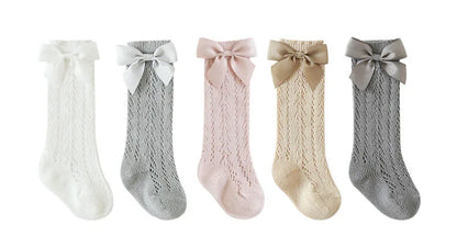 Baby Girls Socks – Spanish Style Bow Cotton Mesh Breathable Socks for Newborns