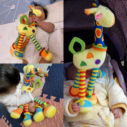 Soft Giraffe Plush Baby Rattle – Handbell Toy with Teether