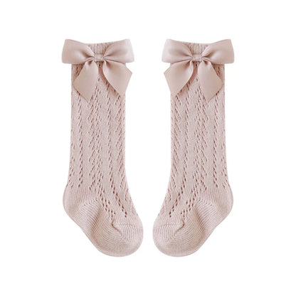 Baby Girls Socks – Spanish Style Bow Cotton Mesh Breathable Socks for Newborns