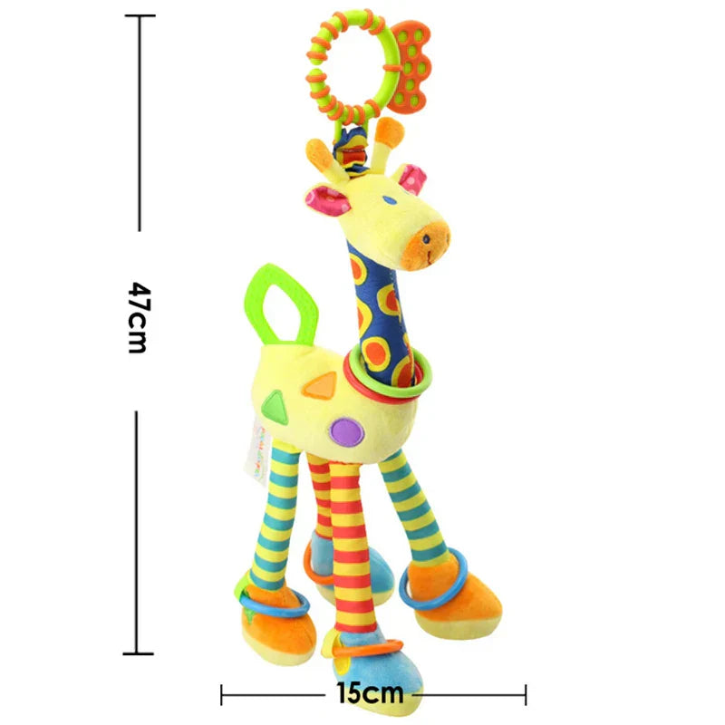 Soft Giraffe Plush Baby Rattle – Handbell Toy with Teether