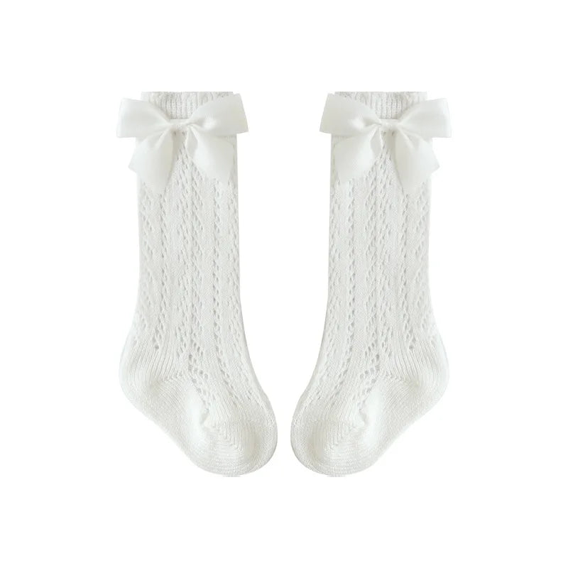 Baby Girls Socks – Spanish Style Bow Cotton Mesh Breathable Socks for Newborns