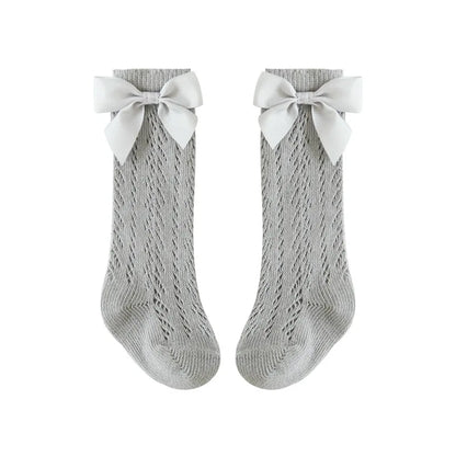 Baby Girls Socks – Spanish Style Bow Cotton Mesh Breathable Socks for Newborns