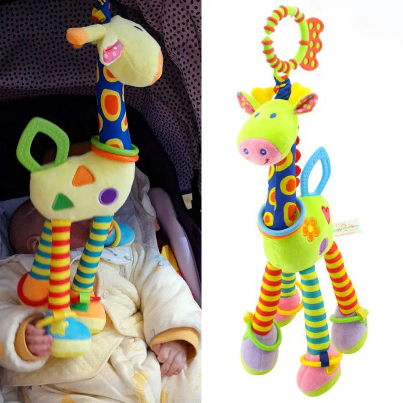 Soft Giraffe Plush Baby Rattle – Handbell Toy with Teether
