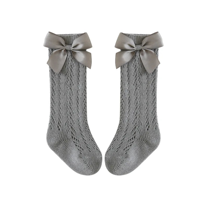 Baby Girls Socks – Spanish Style Bow Cotton Mesh Breathable Socks for Newborns