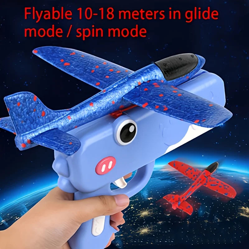 AeroDino Launcher Foam Plane Gun | One-Click Ejection Dinosaur Aircraft Toy