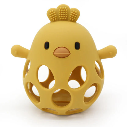 Baby Silicone Chick Teether – Soft Chewing & Training Toy for Infants