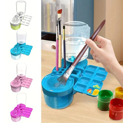 CleanFlow 6-in-1 Paintbrush Cleaner & Brush Holder | Water Circulation Art Cleaning Cup