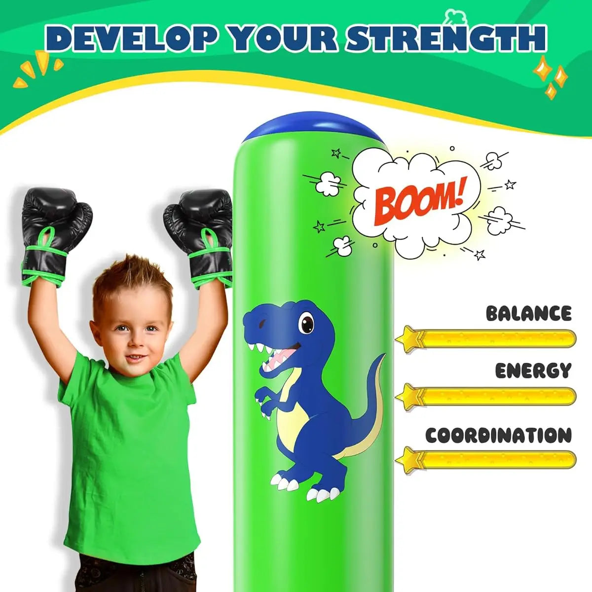 Inflatable Dinosaur Punching Bag for Kids