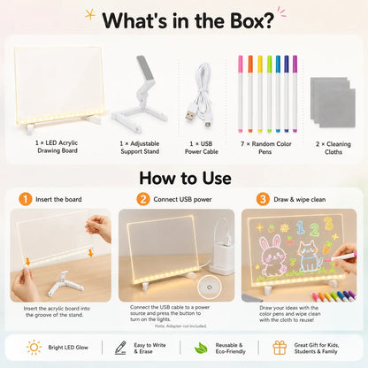 LED Acrylic Drawing & Message Board for Kids