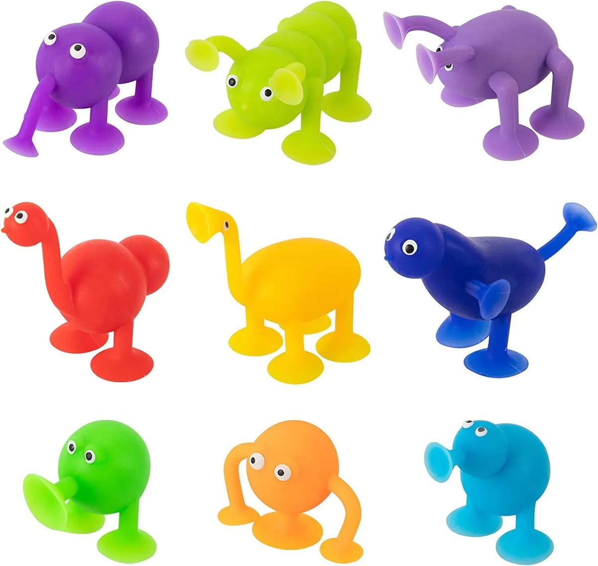 Suction Cup Monster Animal Fidget Toy (9-Pieces)