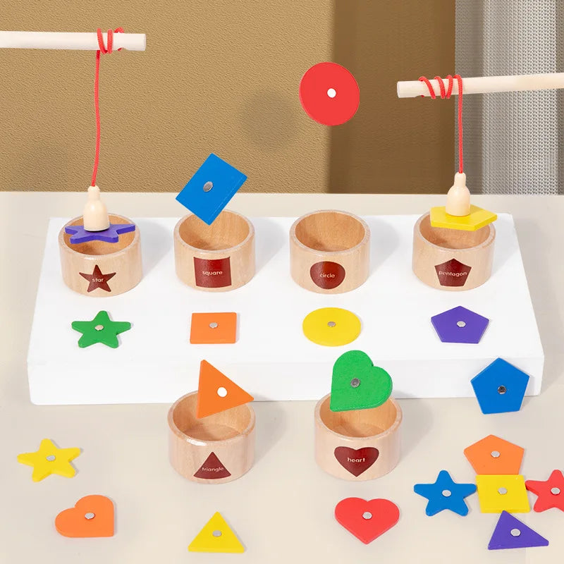 Wooden Magnetic Fishing Game - Color & Shape