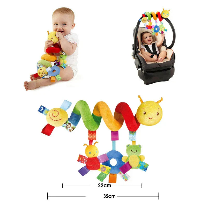 Baby Hanging Toy – Plush Spiral Stroller Activity Toy with Rattles & Squeakers