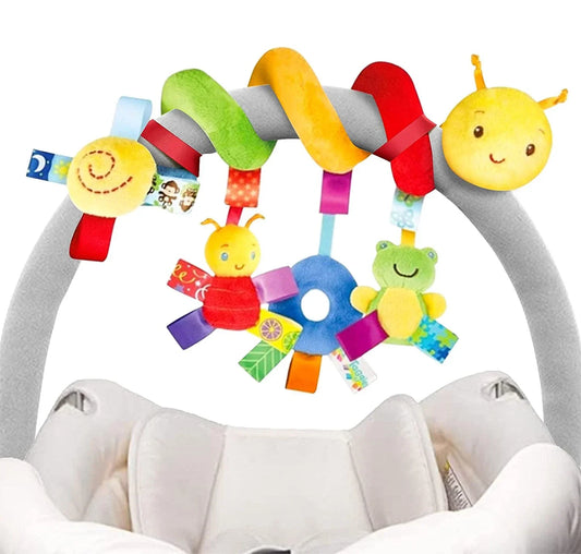 Baby Hanging Toy – Plush Spiral Stroller Activity Toy with Rattles & Squeakers