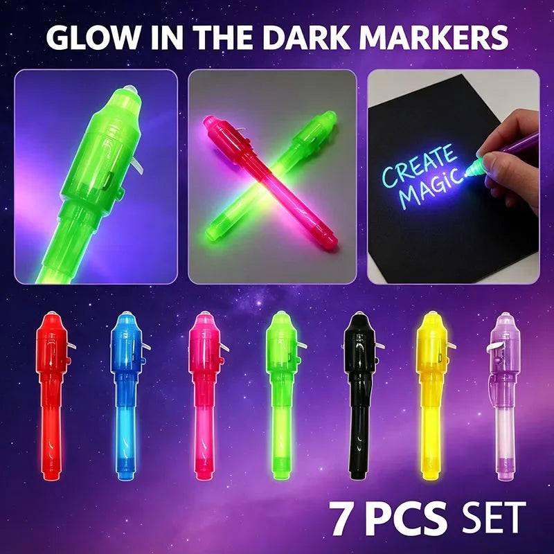 Invisible Ink Pens with UV Light (7-Colours)