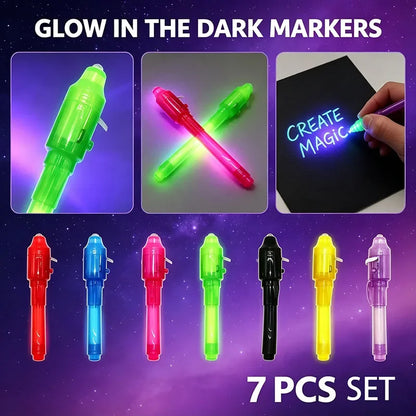 Invisible Ink Pens with UV Light (7-Colours)