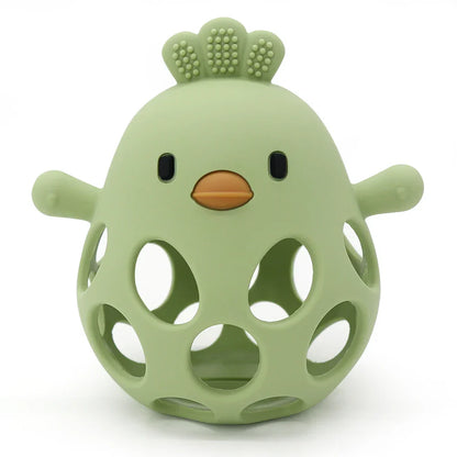Baby Silicone Chick Teether – Soft Chewing & Training Toy for Infants