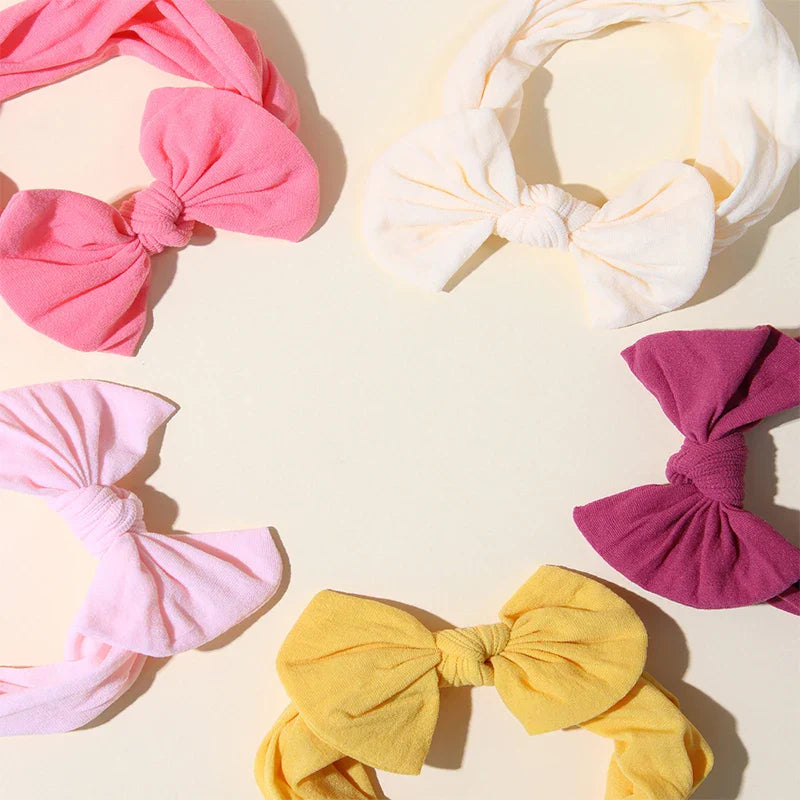 5Pcs Cute Bows Baby Headband Set – Soft Elastic Hair Bands