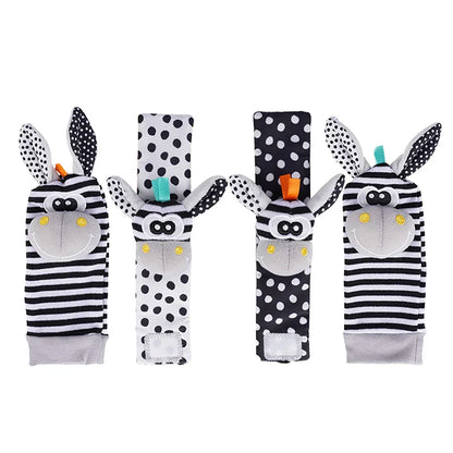 Baby Rattle Socks & Wrist Rattles – Cute Animal Foot Finder Set