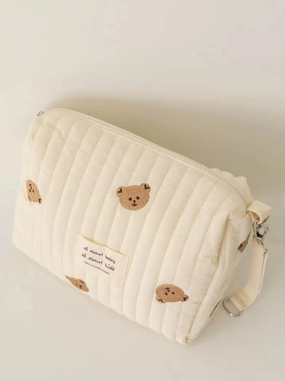 Cute Printed Bear Embroidered Mommy Bag