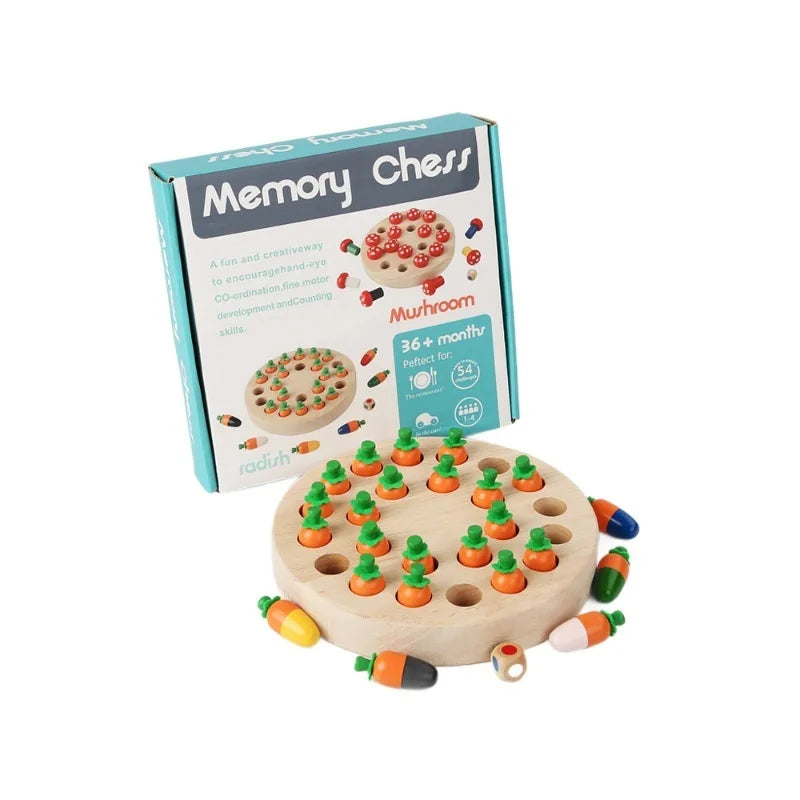 Wooden Memory Chess Game – Montessori Learning Toy