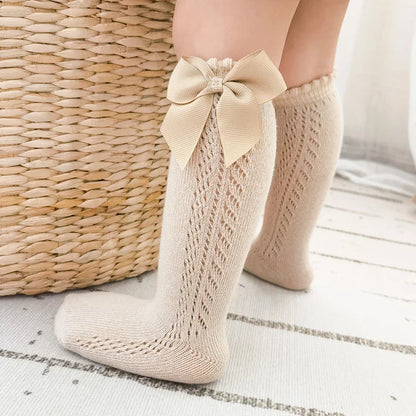 Baby Girls Socks – Spanish Style Bow Cotton Mesh Breathable Socks for Newborns
