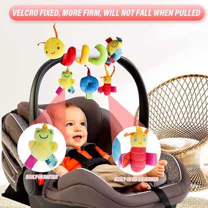 Baby Hanging Toy – Plush Spiral Stroller Activity Toy with Rattles & Squeakers