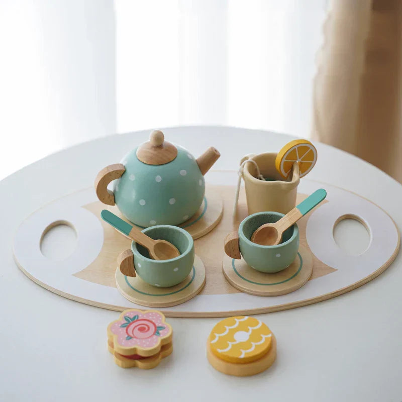 Wooden Tea Set – Pretend Play Food & Role Play Game for Kids