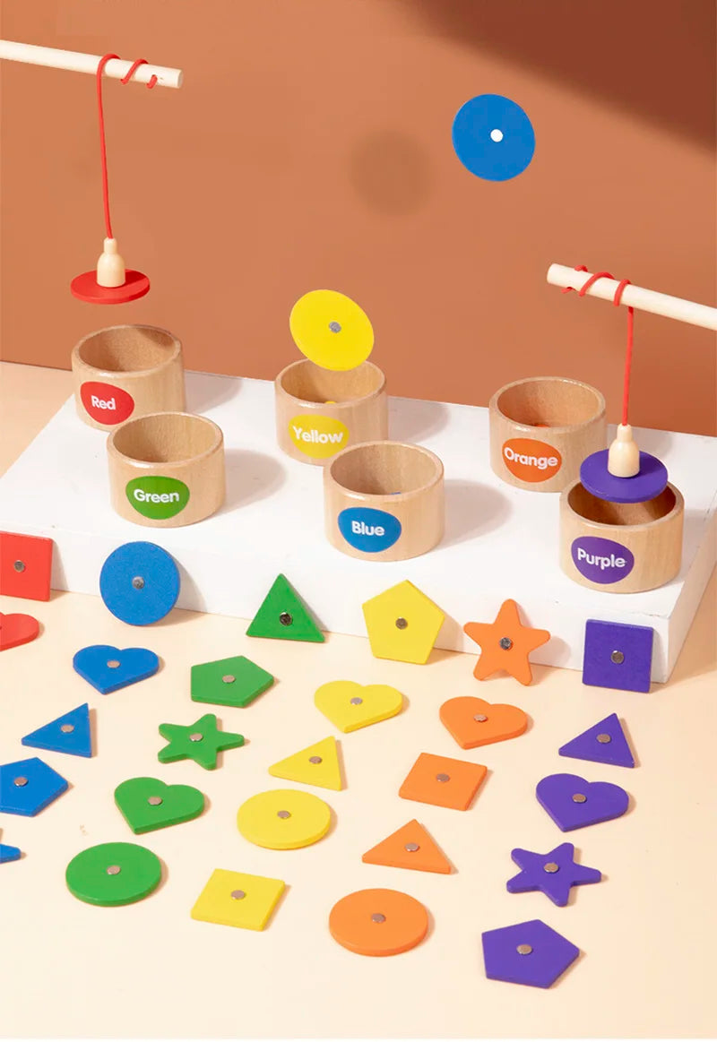 Wooden Magnetic Fishing Game - Color & Shape