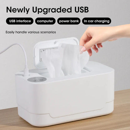 Baby Wipe Warmer – USB Charge Wet Towel Dispenser for Home and Car Use